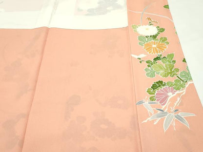 平和屋本店●極上　創業460年・千總　振袖　駒刺繍　籬草花文　金彩　深支子色地　三越扱い　逸品　CZAA5728s6