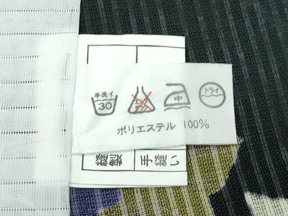平和屋着物■極上 夏物 パリコレクション ファッションモデル・デザイナー 山口小夜子 小紋 銀 楓 唐草文 黒地 洗える着物 逸品 CZAA4090s5