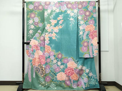 平和屋本店■極上　名門　藤娘きぬたや・総絞り　振袖　花車文　逸品　CZAA4091s5