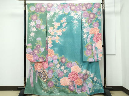 平和屋本店■極上　名門　藤娘きぬたや・総絞り　振袖　花車文　逸品　CZAA4091s5