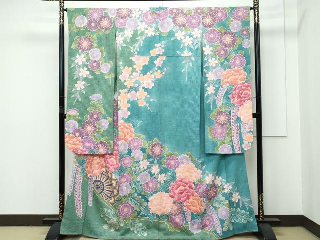 平和屋本店■極上　名門　藤娘きぬたや・総絞り　振袖　花車文　逸品　CZAA4091s5