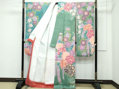 平和屋本店■極上　名門　藤娘きぬたや・総絞り　振袖　花車文　逸品　CZAA4091s5