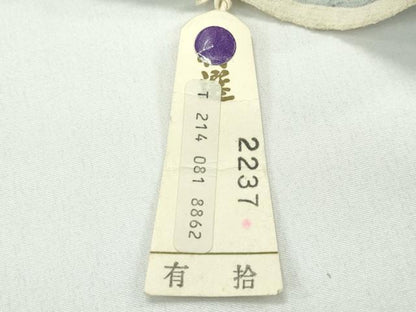 平和屋着物▽極上 本場結城紬 重要無形文化財 単衣 100亀甲 飛び亀甲柄 色紙牡丹文 柳鼠色地 証紙付き 逸品 CZAA4098s5