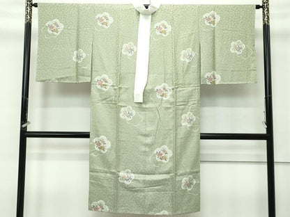 平和屋着物●上質な長襦袢　無双仕立て　華の舞　南天　椿　柳茶色地　反端付き　逸品　未使用　CZAA4109s5