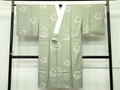 平和屋着物●上質な長襦袢　無双仕立て　華の舞　南天　椿　柳茶色地　反端付き　逸品　未使用　CZAA4109s5