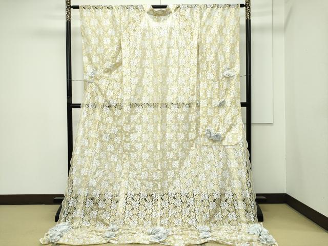 平和屋本店●極上 オーガンジー お引き摺り 引き振袖 和装 結婚式 舞妓 芸妓 芸者 衣装 草花文 薔薇 金銀糸 逸品 CZAA4112s5