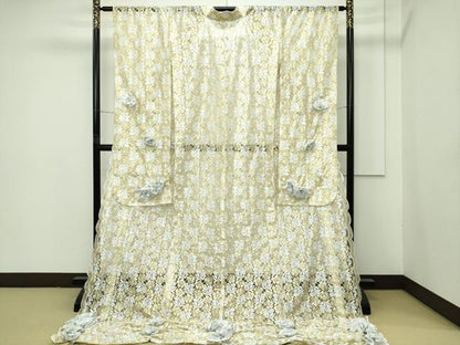 平和屋本店●極上 オーガンジー お引き摺り 引き振袖 和装 結婚式 舞妓 芸妓 芸者 衣装 草花文 薔薇 金銀糸 逸品 CZAA4112s5