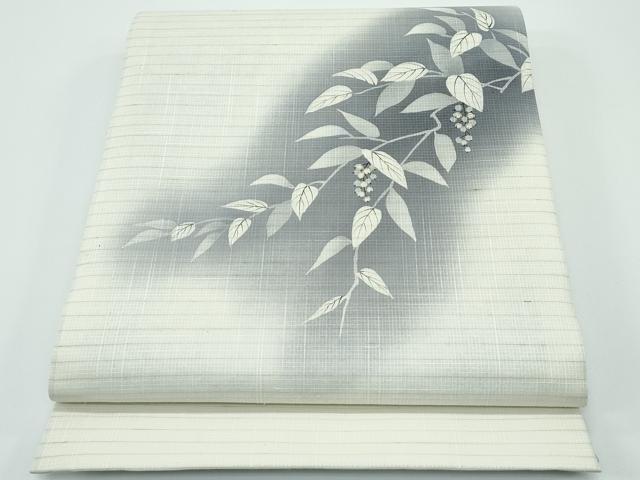 平和屋着物＊極上 夏物 太鼓柄袋帯 手描き 南天文 銀彩 逸品 未使用 CZAA4131s5