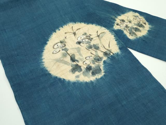 平和屋着物＊極上 夏物 九寸名古屋帯 手描き 藍 万寿菊 金彩 麻 逸品 未使用 CZAA4148s5