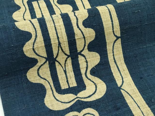 平和屋本店＊希少 夏物 九寸名古屋帯 アイヌ文様 百入茶色地 麻 逸品 未使用 CZAA4175s5