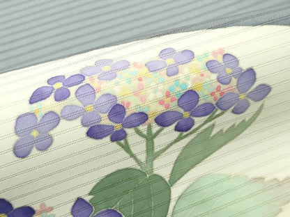 平和屋本店＊極上 夏物 本加賀友禅作家 西川健一 絽塩瀬 九寸名古屋帯 紫陽花 錫色字 銀座おゝぎ屋扱い 逸品 CZAA4176s5