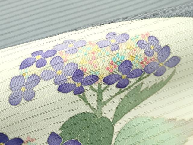 平和屋本店＊極上 夏物 本加賀友禅作家 西川健一 絽塩瀬 九寸名古屋帯 紫陽花 錫色字 銀座おゝぎ屋扱い 逸品 CZAA4176s5