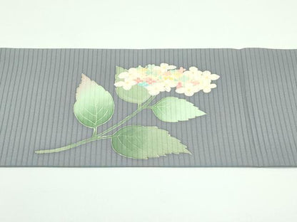 平和屋本店＊極上 夏物 本加賀友禅作家 西川健一 絽塩瀬 九寸名古屋帯 紫陽花 錫色字 銀座おゝぎ屋扱い 逸品 CZAA4176s5