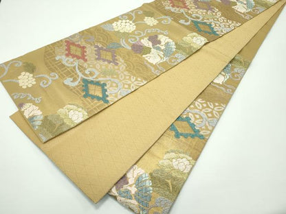 平和屋着物●極上 六通柄袋帯 唐織 兎花唐草文 金糸 逸品 CZAA4186s5
