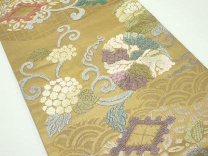 平和屋着物●極上 六通柄袋帯 唐織 兎花唐草文 金糸 逸品 CZAA4186s5