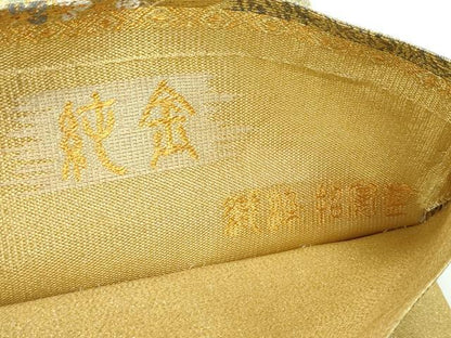 平和屋着物●極上　創業280年　誉田屋源兵衛　純金　六通柄袋帯　扇面草花楽器文　逸品　CZAA4190s5