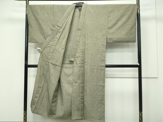 平和屋本店■極上　男性　髭紬・髭紬羽織セット　単衣　着物：鶸茶色　羽織：黄海松茶色　逸品　CZAA4202s5