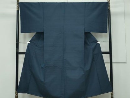 平和屋着物●極上　男性　紬　アンサンブル　色無地　濃紺地　逸品　未使用　CZAA4203s5