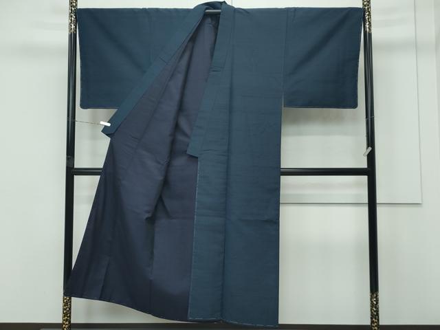 平和屋着物●極上　男性　紬　アンサンブル　色無地　濃紺地　逸品　未使用　CZAA4203s5