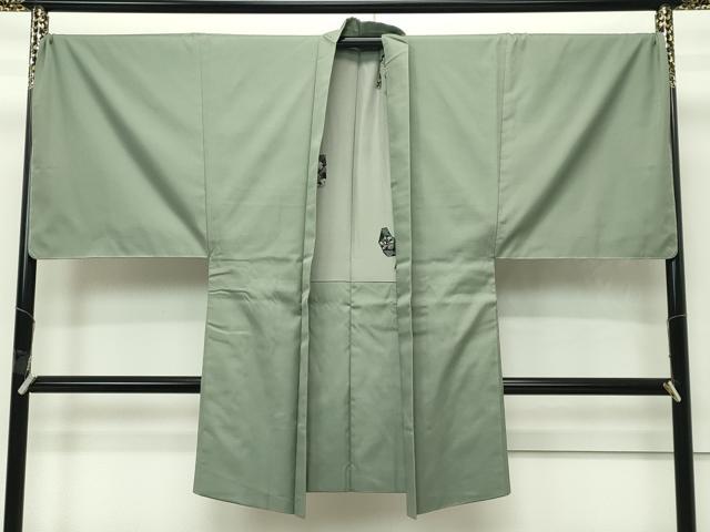 平和屋本店■極上　男性　紬・羽織セット　キングサイズ　色無地　着物：山葵色　羽織：岩井茶色　逸品　未使用　CZAA4210s5