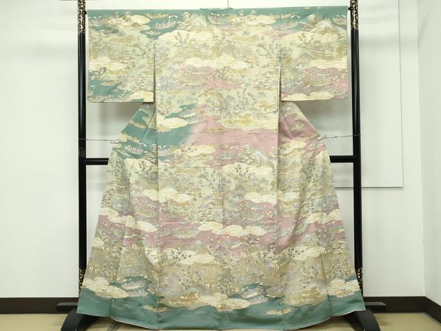 平和屋本店■極上　訪問着　総刺繍　中国三大刺繍　スワトウ刺繍　人物風景文　暈し染め　金糸　鬼しぼ縮緬　逸品　CZAA4220s5