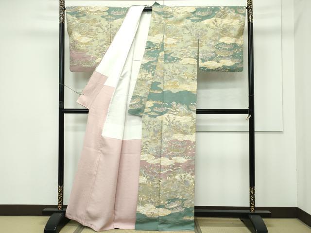 平和屋本店■極上　訪問着　総刺繍　中国三大刺繍　スワトウ刺繍　人物風景文　暈し染め　金糸　鬼しぼ縮緬　逸品　CZAA4220s5