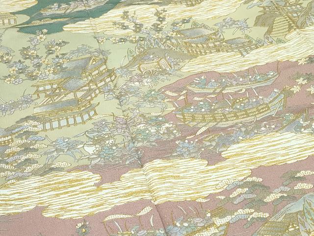 平和屋本店■極上　訪問着　総刺繍　中国三大刺繍　スワトウ刺繍　人物風景文　暈し染め　金糸　鬼しぼ縮緬　逸品　CZAA4220s5