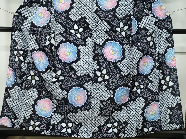 平和屋着物■極上　夏物　浴衣　有松鳴海絞り　花繋ぎ　綿　逸品　未使用　CZAA4240s5