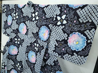 平和屋着物■極上　夏物　浴衣　有松鳴海絞り　花繋ぎ　綿　逸品　未使用　CZAA4240s5