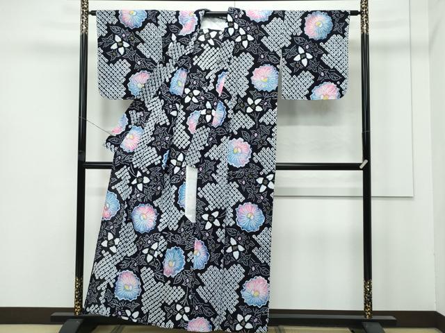 平和屋着物■極上　夏物　浴衣　有松鳴海絞り　花繋ぎ　綿　逸品　未使用　CZAA4240s5