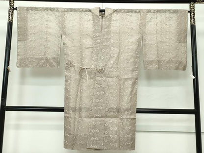 平和屋着物■極上　オーガンジー　道中着　ロング丈　スリーシーズン　春夏秋　枝桜　肥後煤竹色　逸品　未使用　CZAA4250s5