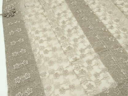 平和屋着物■極上　オーガンジー　道中着　ロング丈　スリーシーズン　春夏秋　枝桜　肥後煤竹色　逸品　未使用　CZAA4250s5