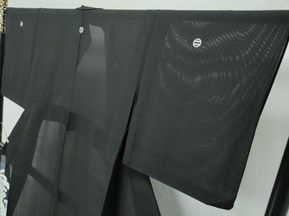 平和屋着物＊希少 夏物 黒留袖 花蝶唐草文 暈し染め 銀彩 逸品 CZAA4265s5