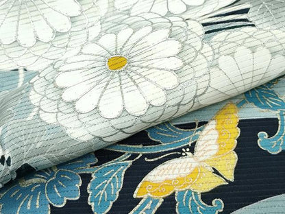 平和屋着物＊希少 夏物 黒留袖 花蝶唐草文 暈し染め 銀彩 逸品 CZAA4265s5