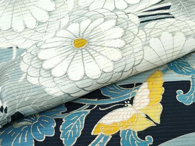 平和屋着物＊希少 夏物 黒留袖 花蝶唐草文 暈し染め 銀彩 逸品 CZAA4265s5