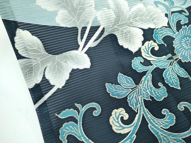 平和屋着物＊希少 夏物 黒留袖 花蝶唐草文 暈し染め 銀彩 逸品 CZAA4265s5