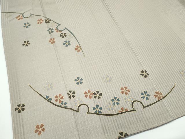 平和屋本店■極上　キモノデザイナー　斉藤上太郎　訪問着　雪輪花文　金彩　白橡色地　反端付き　逸品　未使用　CZAA4272s5