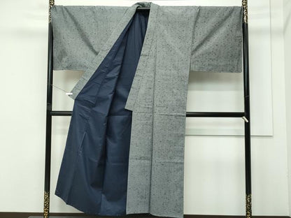 平和屋着物■極上　男性　髭紬　アンサンブル　キングサイズ　利休鼠色地　逸品　未使用　CZAA4277s5