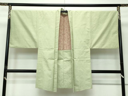 平和屋着物＃極上 本場結城紬 重要無形文化財 男性 長羽織 柳茶色 羽裏：鳥獣戯画 逸品 CZAA4279s5