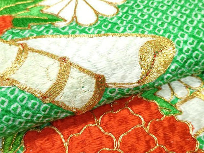 平和屋着物■極上　七五三　女の子　7歳　祝着・袋帯セット　総絞り　総刺繍　駒刺繍　牡丹　半衿刺繍　逸品　CZAA4282s5