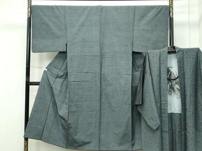 平和屋着物■極上 男性 紬・髭紬羽織セット 色無地 利休鼠色 逸品 CZAA4300s5