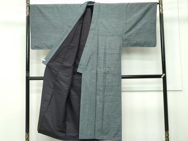 平和屋着物■極上 男性 紬・髭紬羽織セット 色無地 利休鼠色 逸品 CZAA4300s5