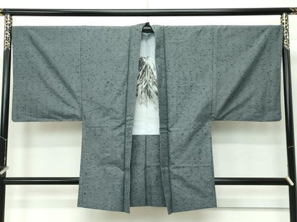 平和屋着物■極上 男性 紬・髭紬羽織セット 色無地 利休鼠色 逸品 CZAA4300s5