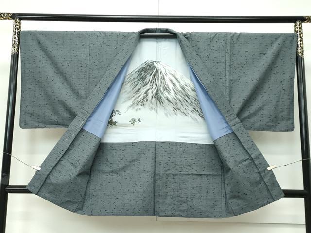 平和屋着物■極上 男性 紬・髭紬羽織セット 色無地 利休鼠色 逸品 CZAA4300s5