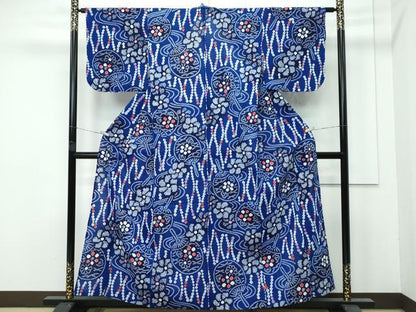 平和屋着物∴極上 夏物 浴衣 有松鳴海絞り 流水団扇花文 綿 逸品 CZAA4315s5