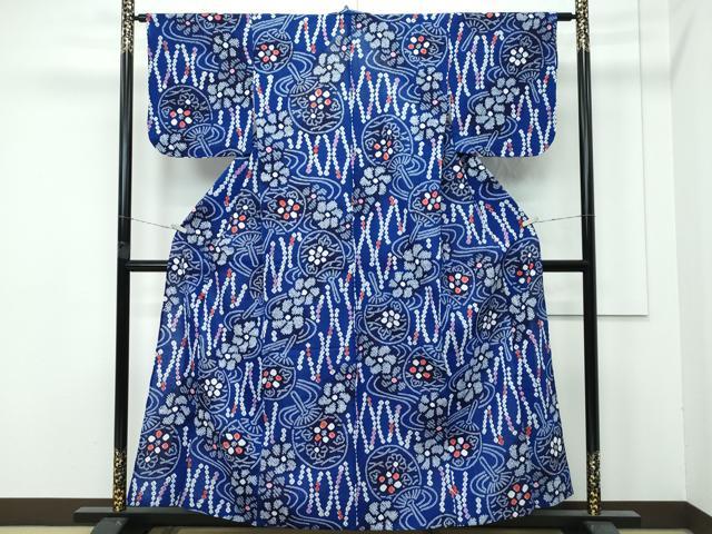 平和屋着物∴極上 夏物 浴衣 有松鳴海絞り 流水団扇花文 綿 逸品 CZAA4315s5