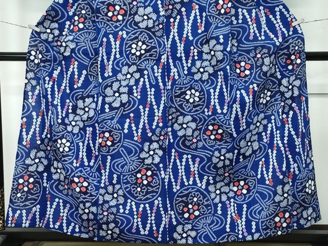 平和屋着物∴極上 夏物 浴衣 有松鳴海絞り 流水団扇花文 綿 逸品 CZAA4315s5