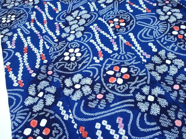 平和屋着物∴極上 夏物 浴衣 有松鳴海絞り 流水団扇花文 綿 逸品 CZAA4315s5
