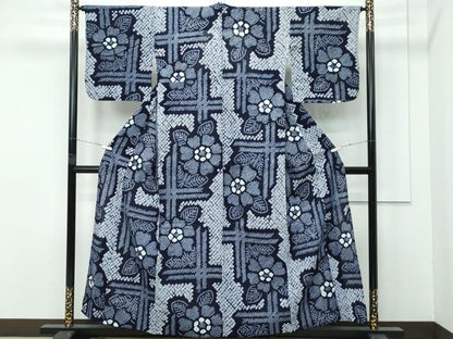 平和屋着物∴極上 夏物 浴衣 有松鳴海絞り 格子花文 綿 逸品 CZAA4316s5
