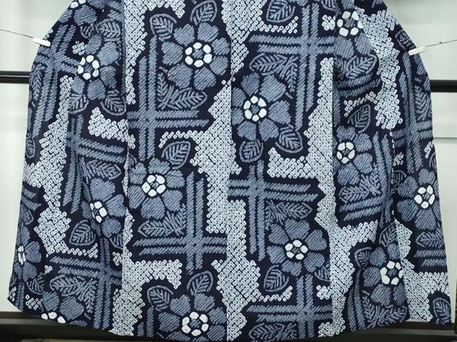 平和屋着物∴極上 夏物 浴衣 有松鳴海絞り 格子花文 綿 逸品 CZAA4316s5
